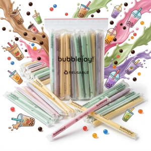 Słomki Wielokrotnego Użytku do Bubble Tea BubbleJoy 50 szt