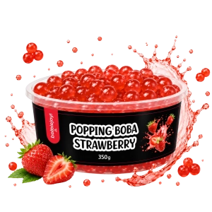 Kulki Popping Boba Truskawka Bubble Tea BubbleJoy 350g Kawior Molekularny do Napojów i Deserów